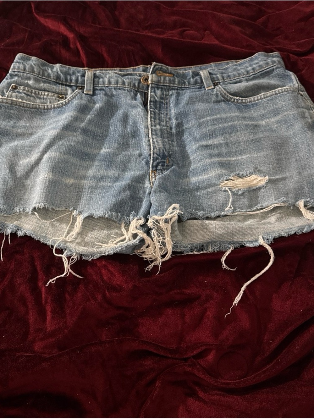 Ralph Lauren Light Blue Distressed Denim Cutoff Shorts